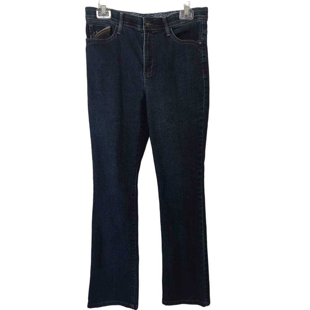 Gloria Vanderbilt Size 6 Slightly Flared Jeans Gold Thread On Pockets